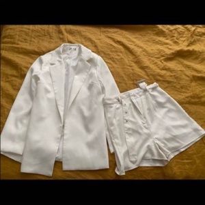 White blazer and shorts set